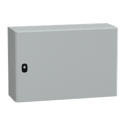 Cassetta in acciaio montata a parete, Spacial S3D, porta piena e piastra di montaggio 400x600x200 mm, IP66, IK10
