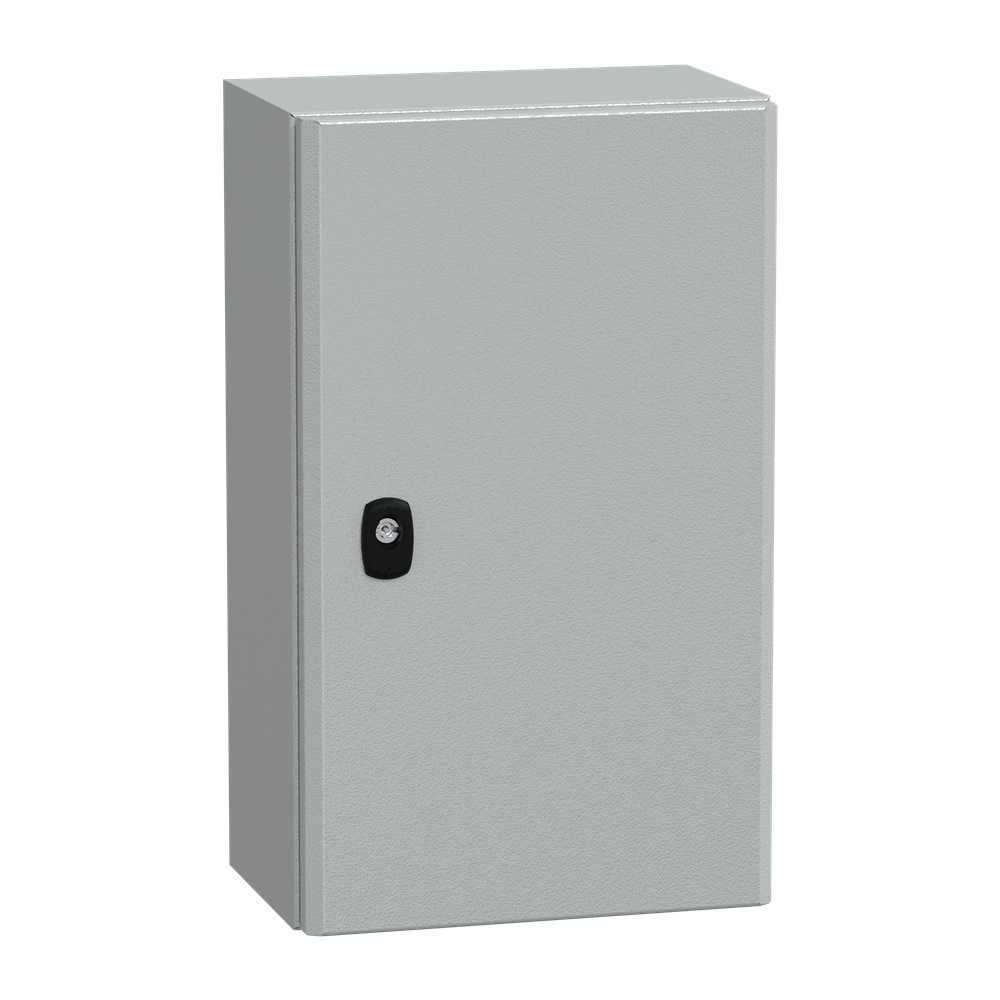 Cassetta in acciaio montata a parete, Spacial S3D, porta piena, con piastra di montaggio, 500x300x200mm, IP66, IK10