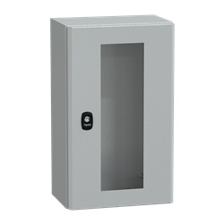 Cassetta in acciaio montata a parete, Spacial S3D, porta trasparente, senza piastra di montaggio, 500x300x200mm, IP66, IK08