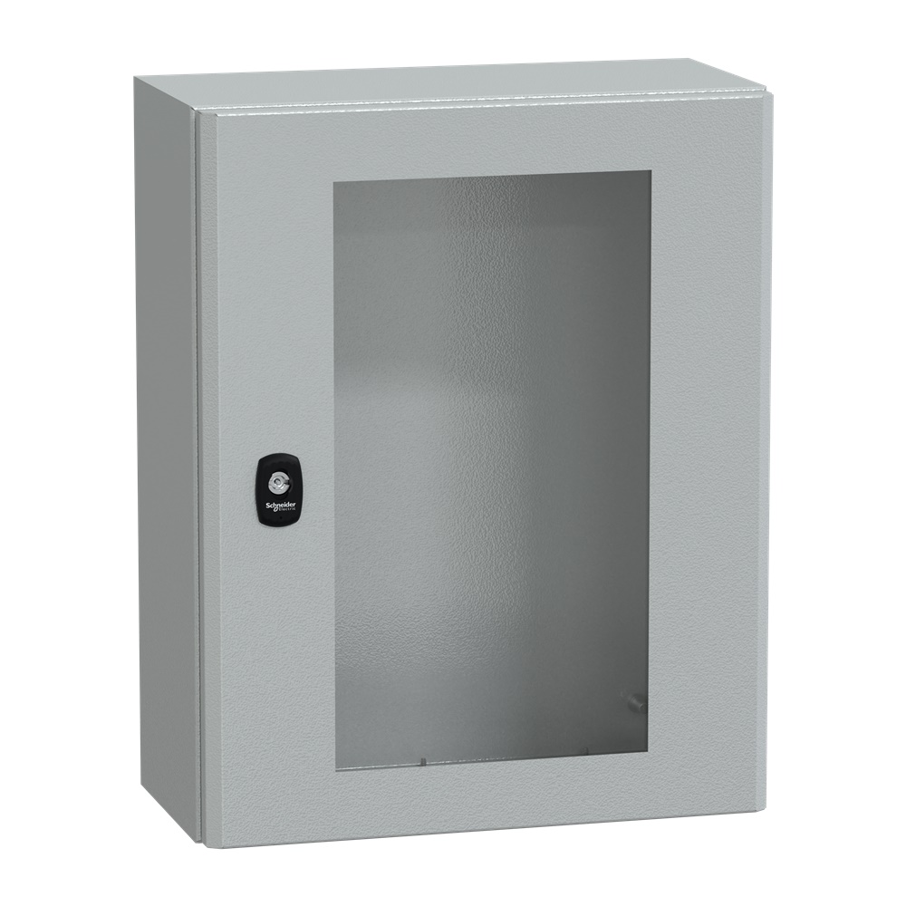 Cassetta in acciaio montata a parete, Spacial S3D, porta trasparente, senza piastra di montaggio, 500x400x200mm, IP66, IK08