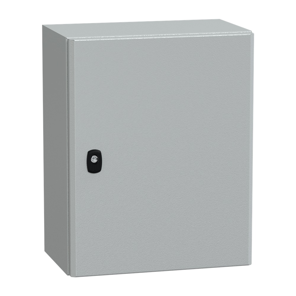 Cassetta in acciaio montata a parete, Spacial S3D, porta piena, con piastra di montaggio, 500x400x250mm, IP66, IK10