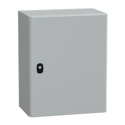 Cassetta in acciaio montata a parete, Spacial S3D, porta piena, con piastra di montaggio, 500x400x250mm, IP66, IK10