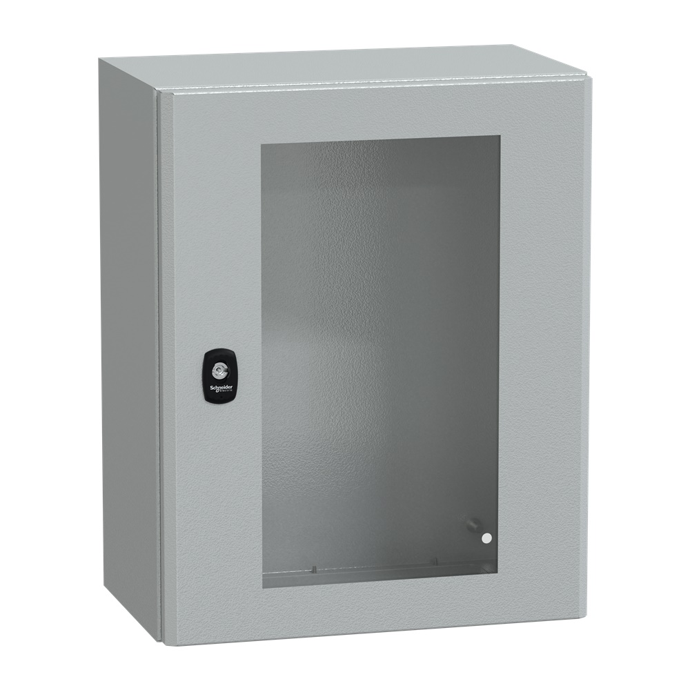 Cassetta in acciaio montata a parete, Spacial S3D, porta trasparente, senza piastra di montaggio, 500x400x250mm, IP66, IK08
