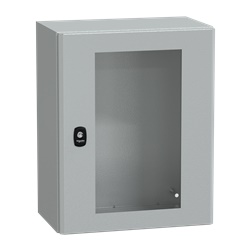 Cassetta in acciaio montata a parete, Spacial S3D, porta trasparente, senza piastra di montaggio, 500x400x250mm, IP66, IK08