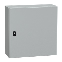 Cassetta in acciaio montata a parete, Spacial S3D, porta piena, con piastra di montaggio, 500x500x200 mm, IP66, IK10