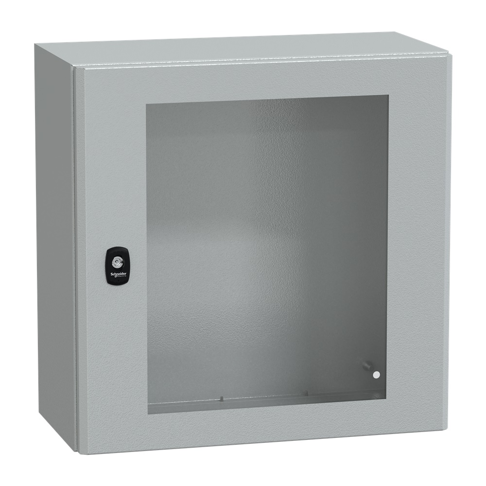 Cassetta in acciaio montata a parete, Spacial S3D, porta trasparente, senza piastra di montaggio, 500x500x250mm, IP66, IK08