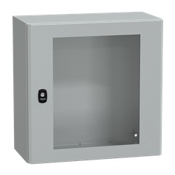 Cassetta in acciaio montata a parete, Spacial S3D, porta trasparente, senza piastra di montaggio, 500x500x250mm, IP66, IK08