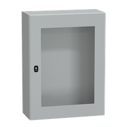 Cassetta in acciaio montata a parete, Spacial S3D, porta trasparente, senza piastra di montaggio, 800x600x250mm, IP66, IK08