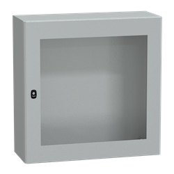 Cassetta in acciaio montata a parete, Spacial S3D, porta trasparente, senza piastra di montaggio, 800x800x300mm, IP66, IK08
