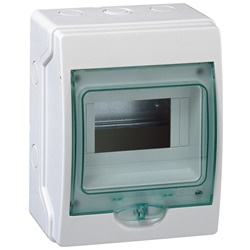 Centralino modulare Mureva IP65 6 moduli portellina verde trasparente classe II isolamento