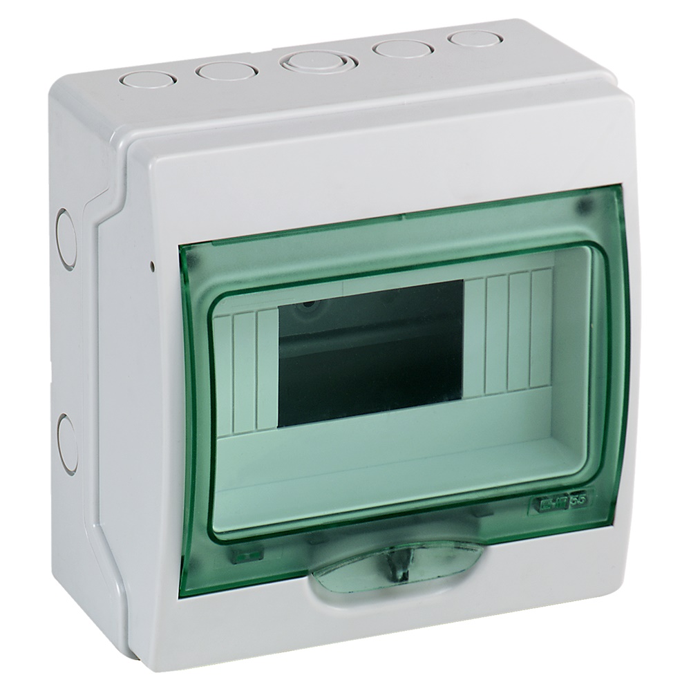 Centralino parete Mureva IP65 1 fila 8 moduli portellina trasparente montaggio dispositivi modulari