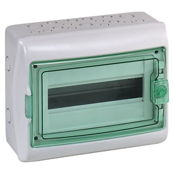 Quadro parete Mureva IP65 1 fila 12 moduli con porta trasparente e morsettiera per installazioni residenziali
