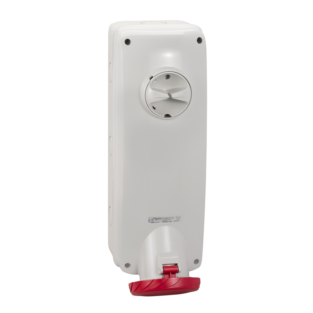 Presa industriale interbloccata da parete 63A 380V 3P+N+T IP65 PratiKa grigio chiaro