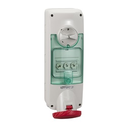Presa industriale interbloccata da parete PKB 63A 380V 3P+T IP65 fusibile grigio chiaro