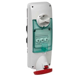 Presa industriale interbloccata fusibile parete 63A 380V 3P+N+T IP65 grigio chiaro