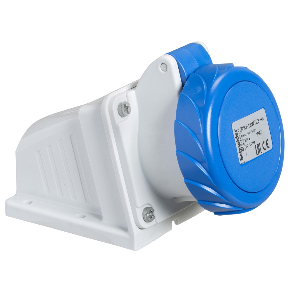 Presa fissa industriale IP67 16A 2P+T 220-250V parete grigio chiaro RAL7035