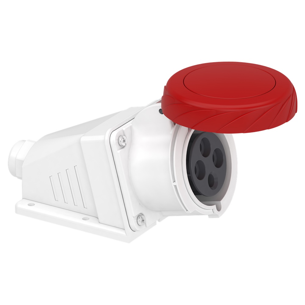 Presa industriale fissa da parete IP67 32A 3P+N+T 380V colore grigio chiaro
