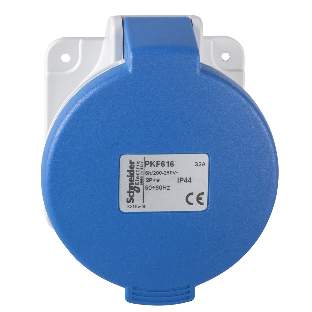 Presa da incasso diritta industriale IP44 32A 2P+T 220V grigio RAL 7035 per quadro elettrico