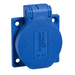 Presa da incasso Schuko 2P+T 10/16A 250V IP54 IK09 per centralini quadro blu 50x50