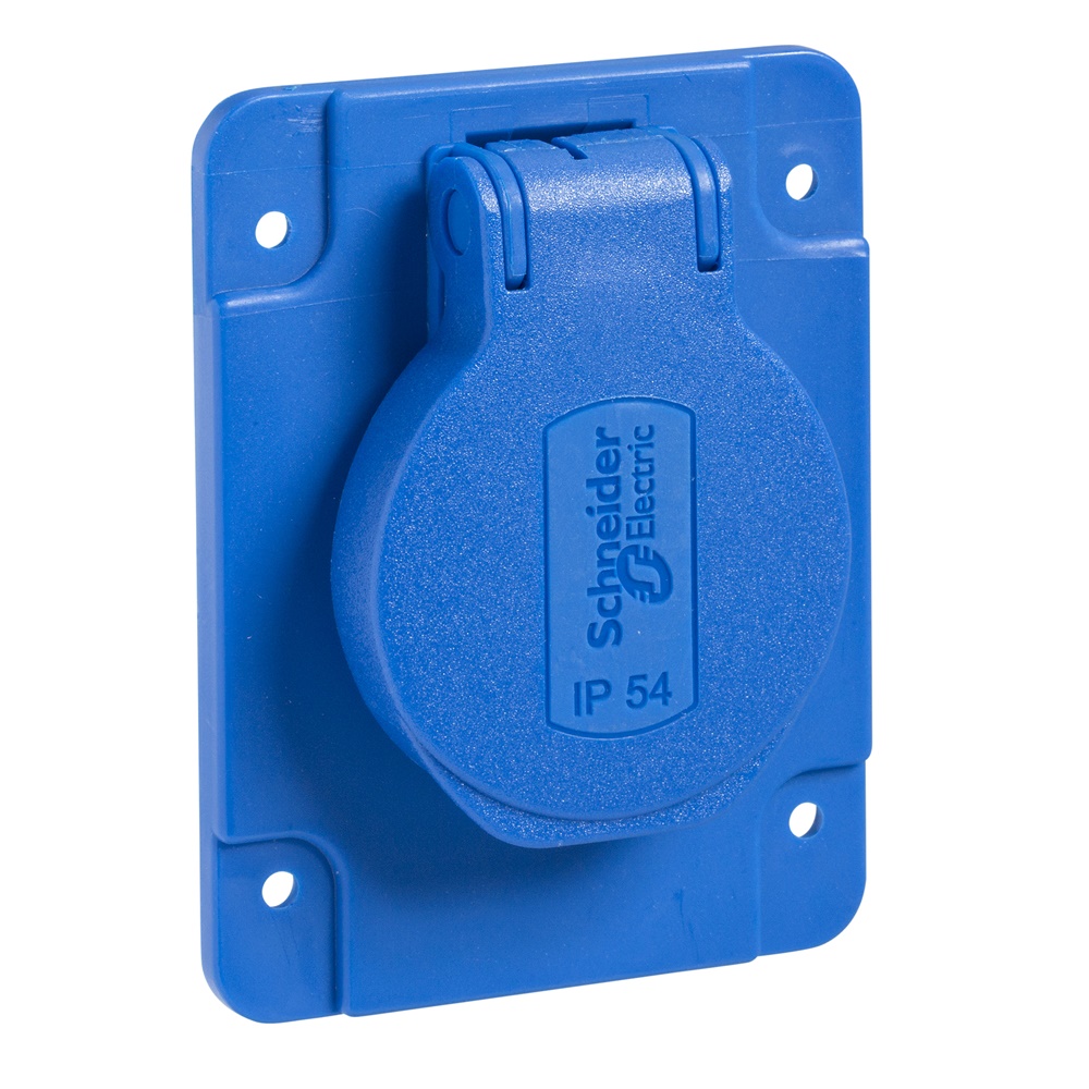 Presa da incasso Schuko 2P+T 10/16A 250V blu IP54 IK09 per uso industriale