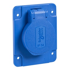 Presa da incasso Schuko 2P+T 10/16A 250V blu IP54 IK09 per uso industriale