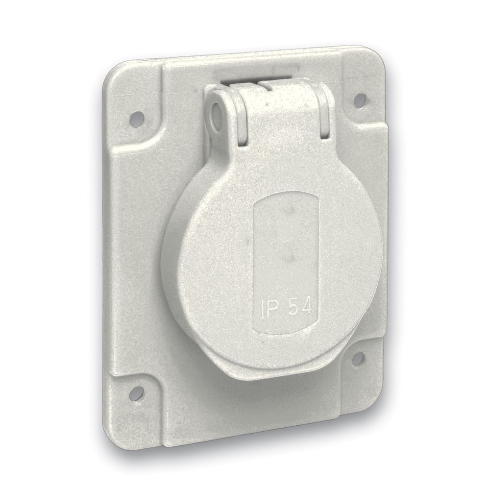 Presa da incasso Schuko 10/16A 250V 2P+T grigia IP54 IK09 per uso industriale