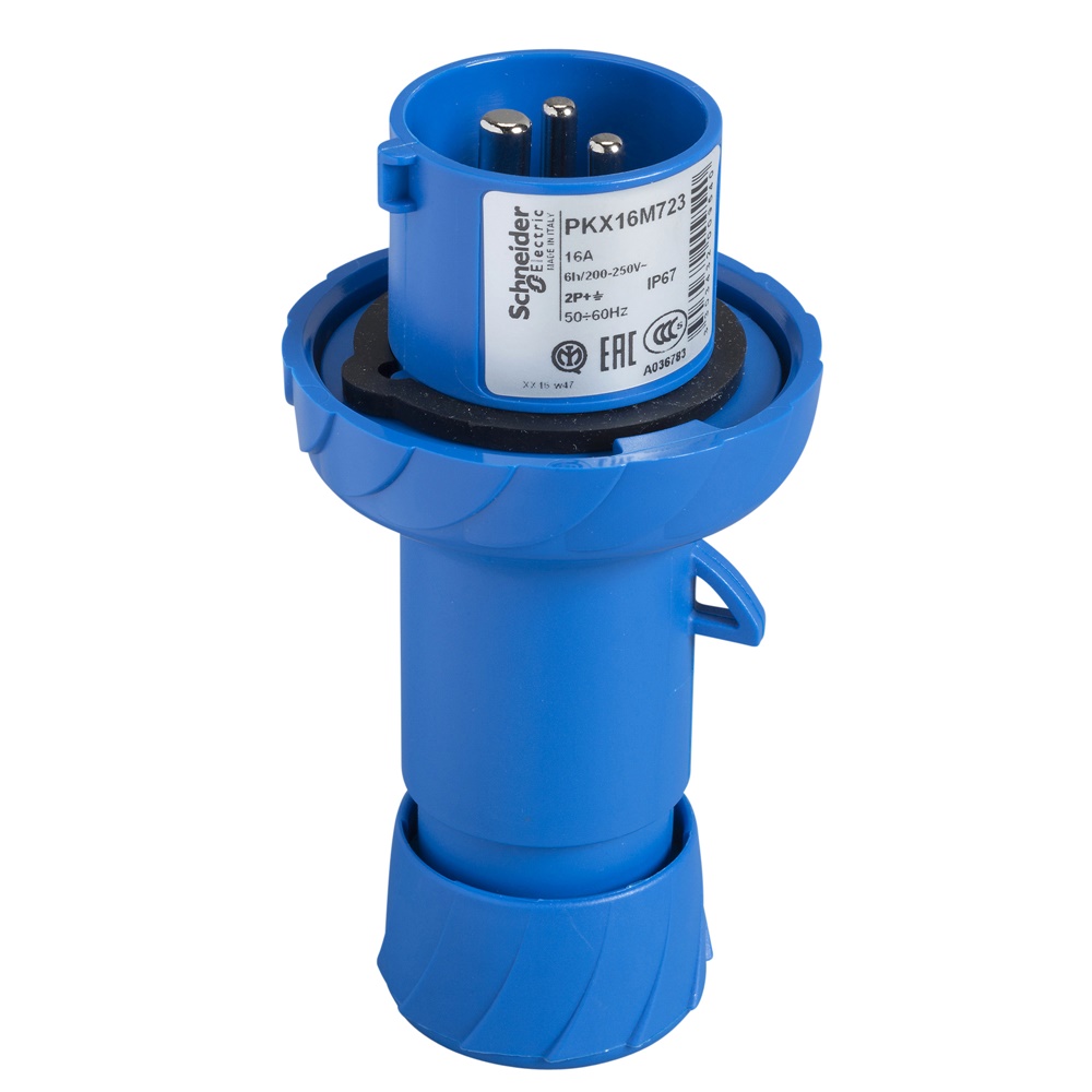 Spina mobile industriale IP67 16A 2P+T 220V cablaggio rapido blu per uso elettrico