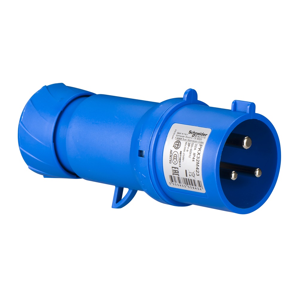 Spina mobile industriale 32A 220V 2P+T IP44 cablaggio rapido blu uso elettrico
