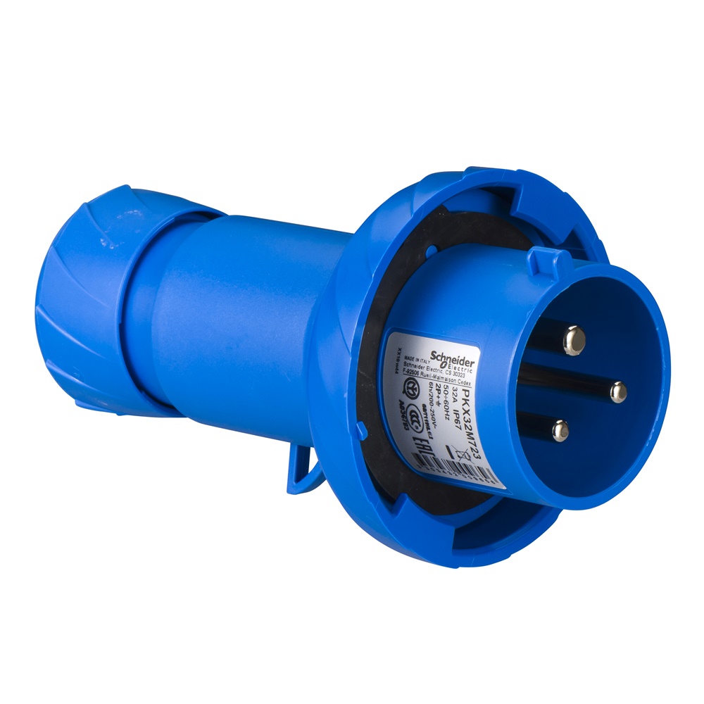 Spina mobile industriale 32A 220V 2P+T IP67 cablaggio rapido blu protezione IK08