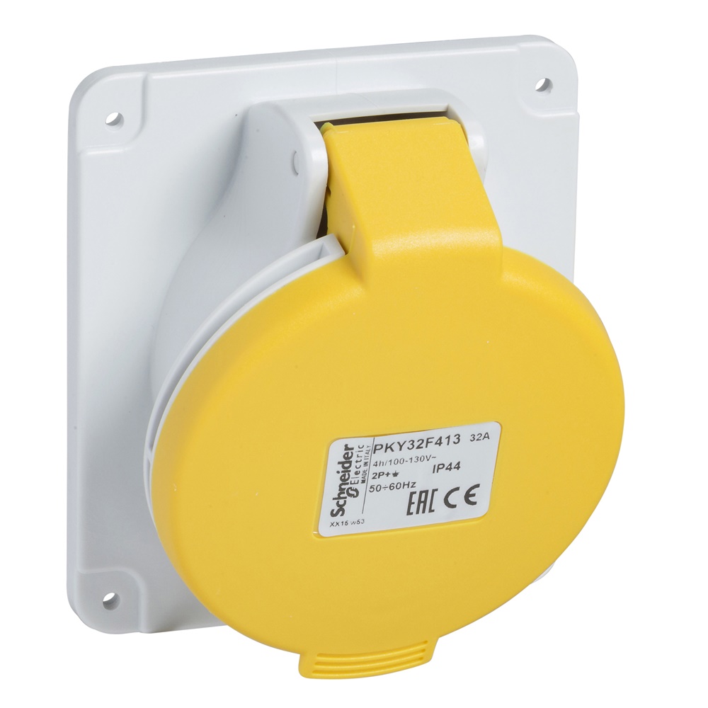 Presa incasso inclinata Mureva PK IP44 16A 110V 2P+T cablaggio rapido grigio