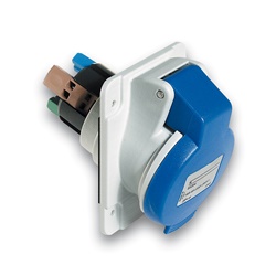 Presa fissa industriale inclinata incasso IP44 16A 2P+E cablaggio rapido grigio