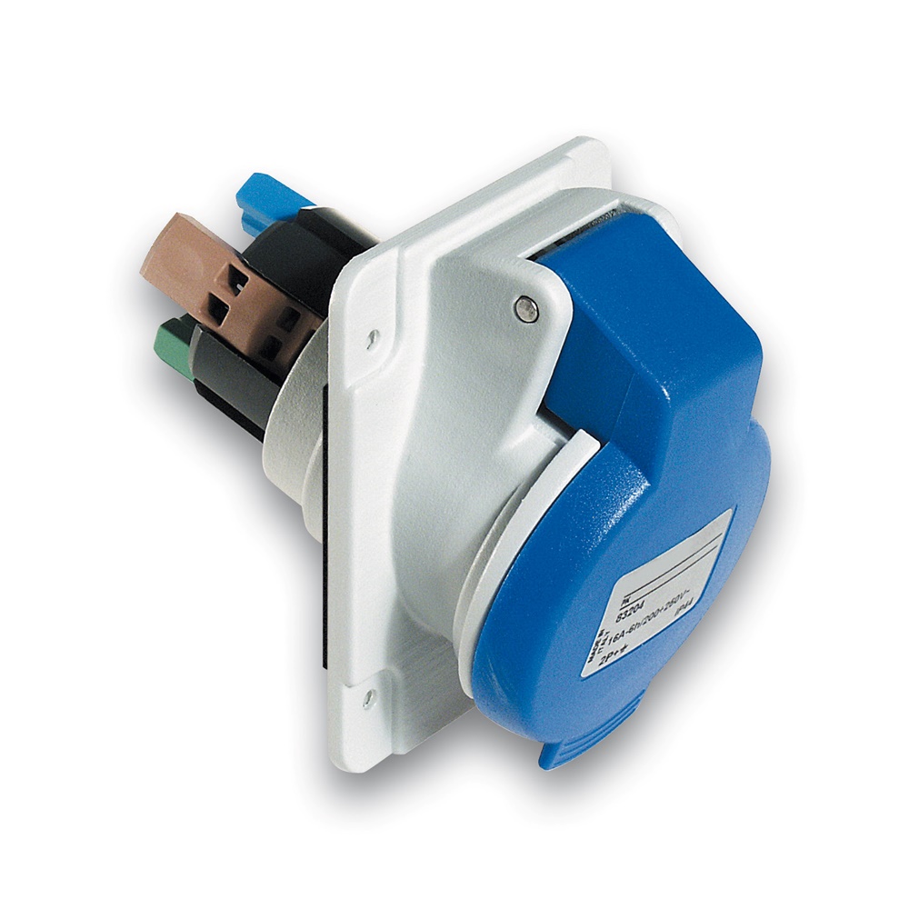 Presa fissa industriale inclinata IP44 16A 3 poli + terra 220V cablaggio rapido grigio