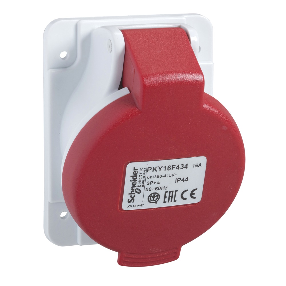 Presa incasso inclinata Mureva PK IP44 16A 380V 3P+T cablaggio rapido industriale