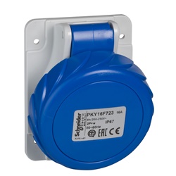 Presa fissa industriale inclinata IP67 16A 220V 2 poli cablaggio rapido incasso grigio