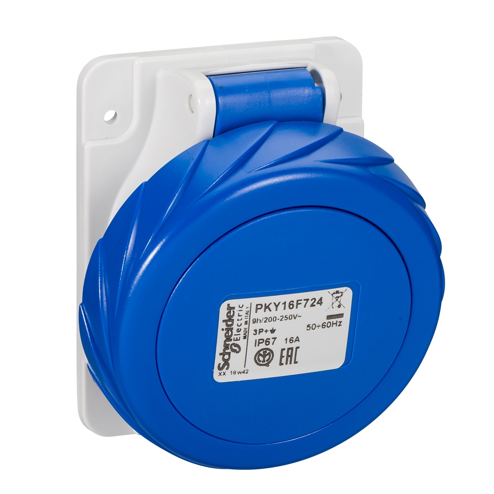 Presa incasso inclinata Mureva PK 3P+T 16A 220V IP67 cablaggio rapido industriale