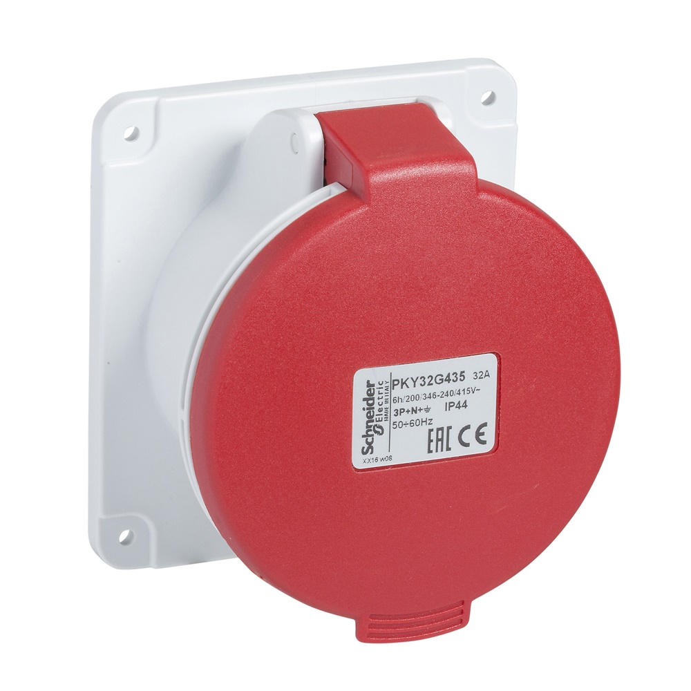 Presa da incasso industriale Mureva PK 16A 380V 3P+T IP44 cablaggio rapido grigio