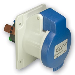 Presa fissa industriale incasso diritta IP44 32A 2 poli + terra cablaggio rapido blu