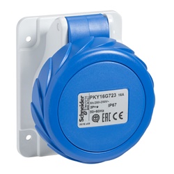 Presa fissa industriale incasso diritta IP67 32A 220V 2 poli cablaggio rapido colore blu