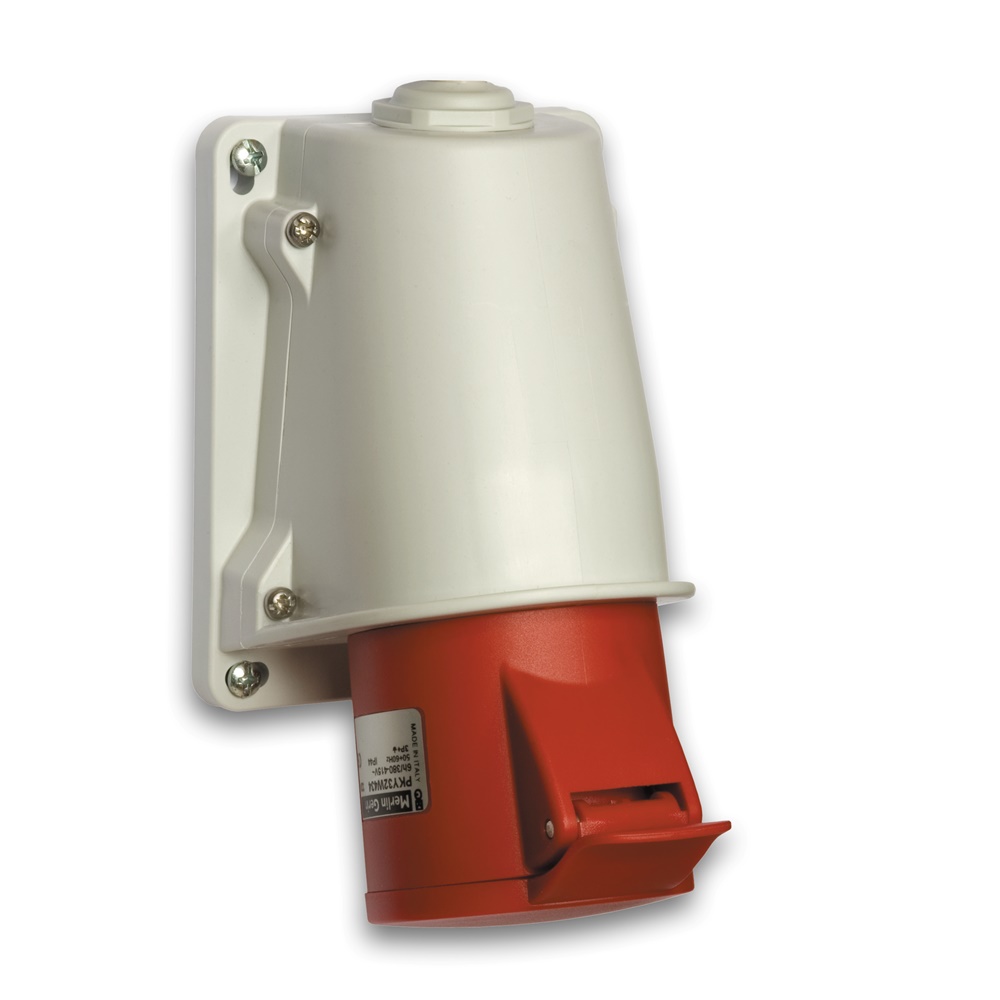 Presa industriale da parete IP44 32A 3P+T 380V cablaggio rapido grigio