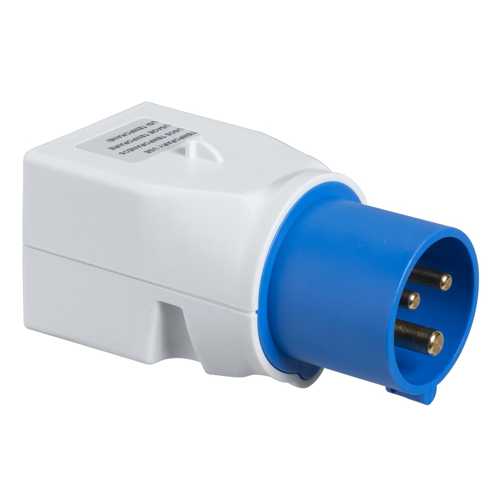 Adattatore industriale 2P+T 16A 230V convertitore spina standard italiana blu IP20 IK08