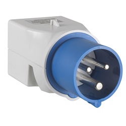 Adattatore industriale 2P+T 16A 230V conversione spina standard UNEL/bipasso blu IP20 IK08