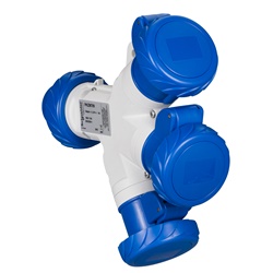 Moltiplicatore industriale 3U 2P+T 16A 220V IP67 per uso temporaneo ambienti industriali
