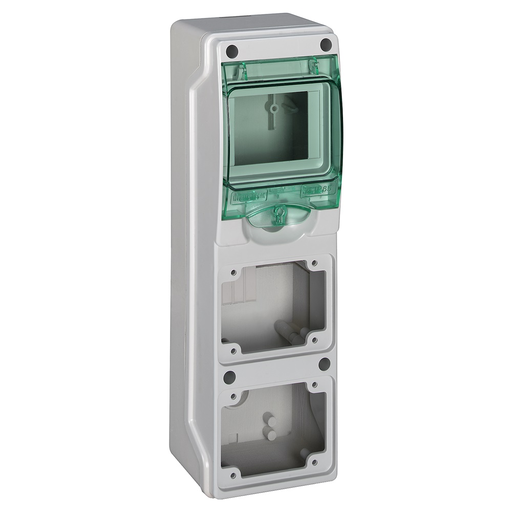 MiniQuadro Mureva IP65 4 moduli 2 prese incasso per installazioni residenziali