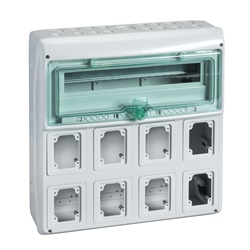 Quadro elettrico Mureva IP65 18 moduli 8 prese incasso grigio RAL7035