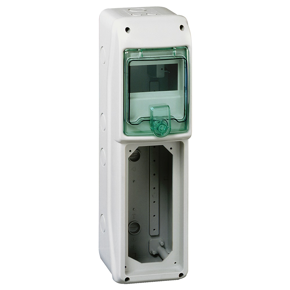 Quadro Mureva IP65 5 moduli 1 presa interbloccata per installazioni elettriche stagno grigio chiaro