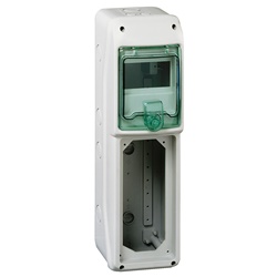 Quadro Mureva IP65 5 moduli 1 presa interbloccata Unika grigio chiaro isolamento doppio classe II uso industriale