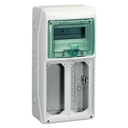 Quadro distribuzione Mureva IP65 8 moduli 2 prese portella trasparente grigio