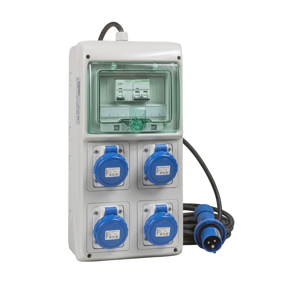 Quadro mobile IP65 8 moduli 4 prese incasso 16A cavo 5m uso esterno
