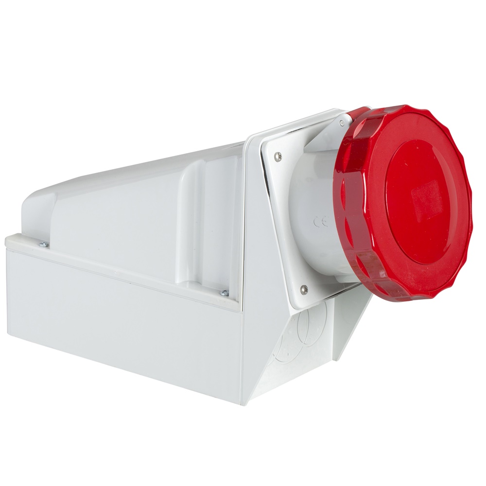 Presa fissa industriale IP67 63A 380V 3 poli + neutro + terra per installazioni a parete