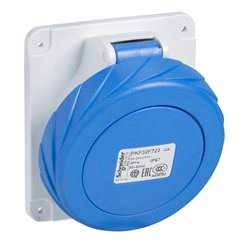 Presa fissa industriale inclinata IP67 63A 220V 2P+T per centralino ad angolo